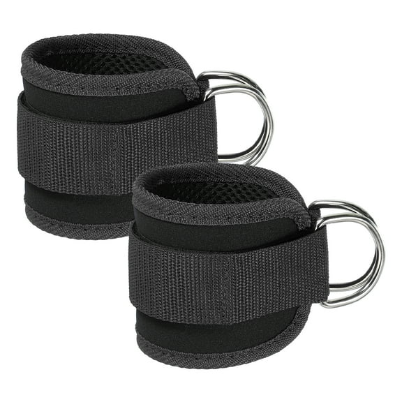Uxcell Ankle Strap for Cable Machine Gym Cable Kickback Ankle Wraps Exercise Attachment for Glute Workouts Black 24 x 8 cm
