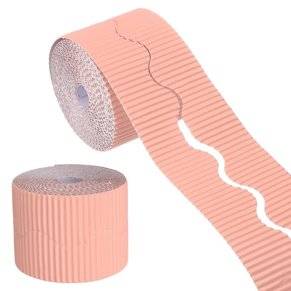 Uxcell 49.2ft Bulletin Board Border, Corrugated Paper Decorative Wavy Border, Scalloped Rolled Border Trim for Crafts Classroom Offices DIY Project Party Birthday Decoration, Pink
