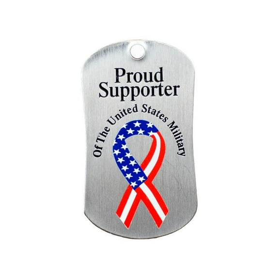 Proud Support of the US Military Stainless Steel Dog Tag Necklace-Joshua 1:9 by Shields of Strength