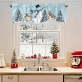 thumbnail image 2 of Christmas Snowman Tie Up Valances Curtain, Xmas Tree Deer Light Blue Winter Snow Scene Adjustable Rod Pocket Short Window Treatment Tie Up Curtains Valances for Kitchen Living Room Bathroom 42x18 In, 2 of 9