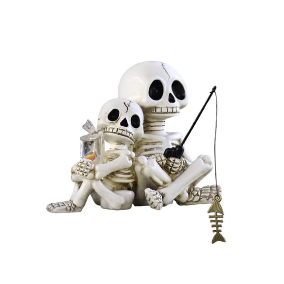 2 Pack Halloween Skeleton Decorations, Fishing Skeleton Figurines, Spooky Halloween Decor for Indoor Home Yard Outdoor Garden Patio Fish Tank, Whimsical Gothic Fall Accent Pieces