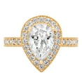 thumbnail image 1 of 2.1 ct Pear Cut Real Genuine Natural Diamond SI1-SI2 G-H 18K Yellow Gold Halo Promise Wedding Statement Engagement Designer Ring size 5.5, 1 of 7