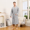 thumbnail image 6 of Vulcanodon Mens 100% Cotton Robe，Soft Lightweight Long Spa Bathrobe for Men (LIGHT GREY, 3XL/4XL), 6 of 7
