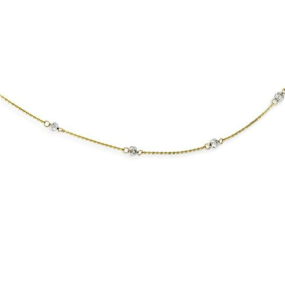 Primal Gold 14 Karat Two-Tone Diamond-cut Beads with 2-inch Extension Necklace