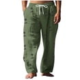 thumbnail image 2 of Pantalones largos para hombre, cintura elástica, transpirables, cómodos, suaves, informales, de playa, de poliéster., 2 of 5