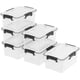 thumbnail image 1 of Paquete de 6 cajas de almacenamiento de plástico transparente de 12 cuartos con tapa con cierre para organizar el hogar y la oficina, 1 of 6