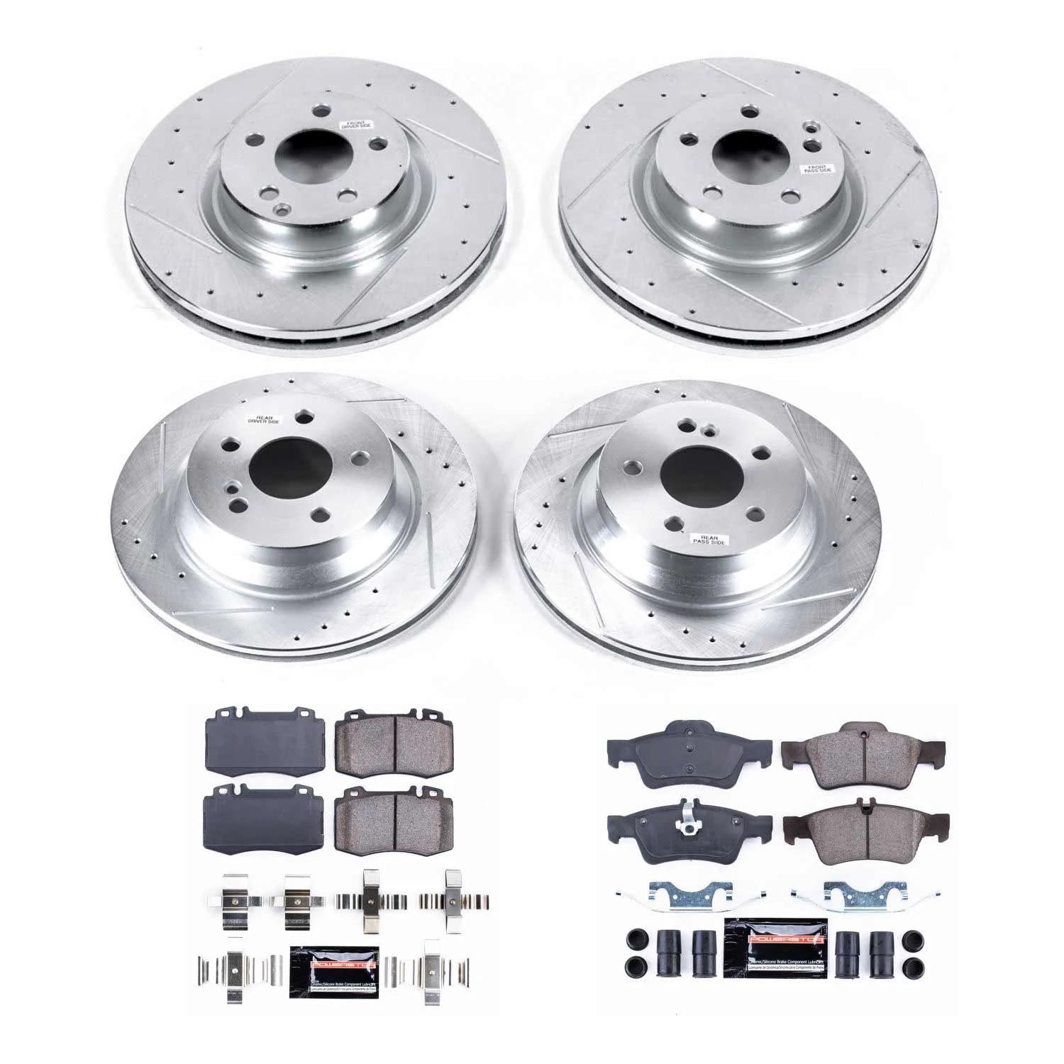 PowerStop Front and Rear Z23 Evolution Sport Carbon-Fiber Ceramic Brake Pad and Drilled & Slotted Rotor Kit Fits: MERCEDES-BENZ Select Models K6600