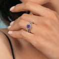 thumbnail image 5 of 925 Sterling Silver and 10K Yellow Gold Purple Amethyst and White Lab Grown Diamond Bridal Ring Set for Women (0.67 Cttw, 5MM Cushion Cut, Gemstone Birthstone, Available in Size 5,6,7,8,9), 5 of 5