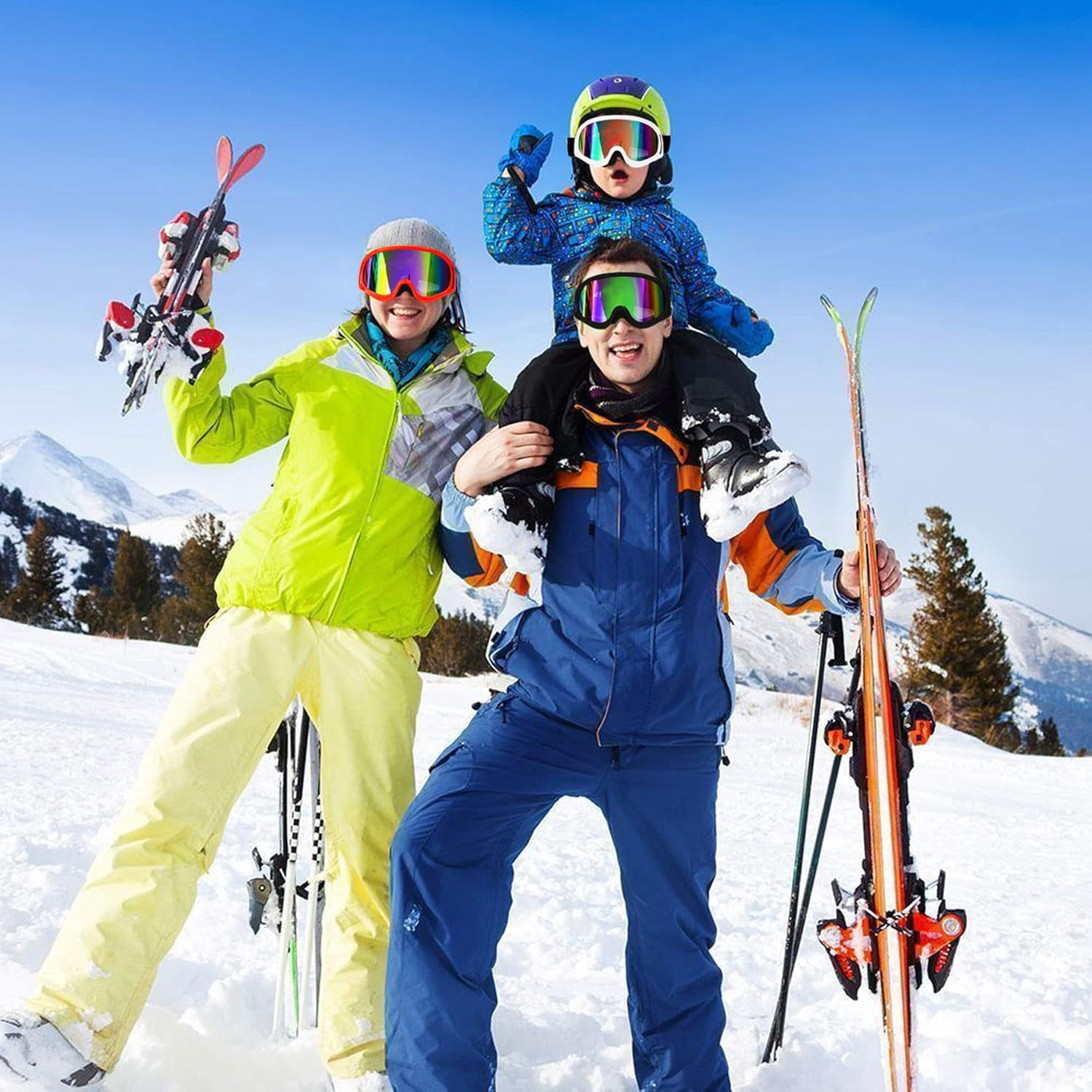 ALUVIERA Motorcycle and Bike Goggles UV400 Anti-fog Sunglasses Clear Skiing Ski Goggles Sport Goggles (Black)