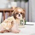 thumbnail image 6 of Luxury Embroidered Dog Christmas Outfit Dog Dress Lightweight Velvet Puppy Costume Turtleneck Girl Pet Clothes Yellow S, 6 of 6