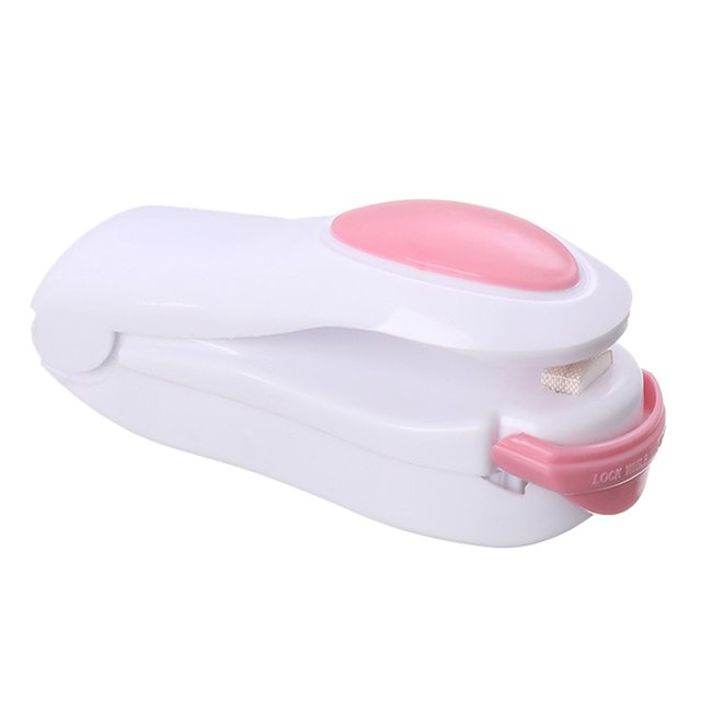 Batería de Cocina Mini máquina de sellado de bolsas sellador al vacío de alimentos prensado a mano (blanco)
