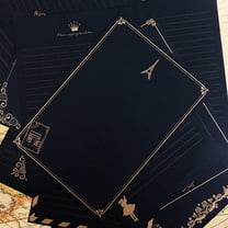 Raindrops  8 Pcs Creative Letter Paper Lined Black Stationery Writing Letters Vintage