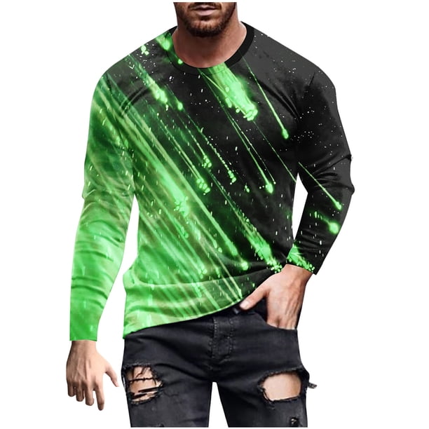 Blusas y camisas de manga larga y cuello redondo para hombre, camisetas casuales con estampado de moda y cuello redondo, blusas de licra de manga corta para hombre.