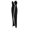 thumbnail image 4 of Vestido Delgado Vintage Frente Dividid Patrón de Rayas Cintura Alta Navidad Fiesta de Graduación L Baoblaze Vestido largo de las mujeres, 4 of 8
