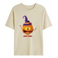 thumbnail image 1 of Camiseta de manga corta con estampado de jersey de Halloween de cuello redondo de moda informal para hombre Pompotops oipoqjl33349, 1 of 3
