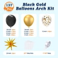 thumbnail image 3 of Juego de globos de fiesta con forma de guirnalda LOOLEY, negro y dorado, 137 unidades, 3 of 7