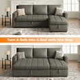 thumbnail image 2 of COPIAE 89” L Shaped Sofa Sleeper, Sectional Sofa Bed with Hidden Storage, Modern Piano Design Pull Out Sofa for Living Room Bedroom, Grey, 2 of 8