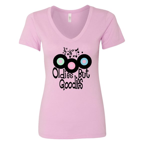 Inktastic Oldies but Goodies Records and Music Notes Women's V-Neck T-Shirt
