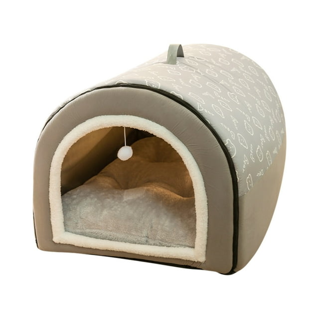 Xihbxyly Cama de Interior para Mascotas, Doble Función: Tienda y Cama, Protección Contra La Intemperie, Cojín Extraíble y Lavable, Elegante y Acogedor Refugio, Base Antideslizante, para Perros y Gato