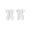 thumbnail image 2 of BemeyourBBs Newborn Baby Girl Summer Clothes Knit One Piece Romper Outfits Infant Crew Neck Short Sleeve Snap Button Knit Jumpsuit, 2 of 9