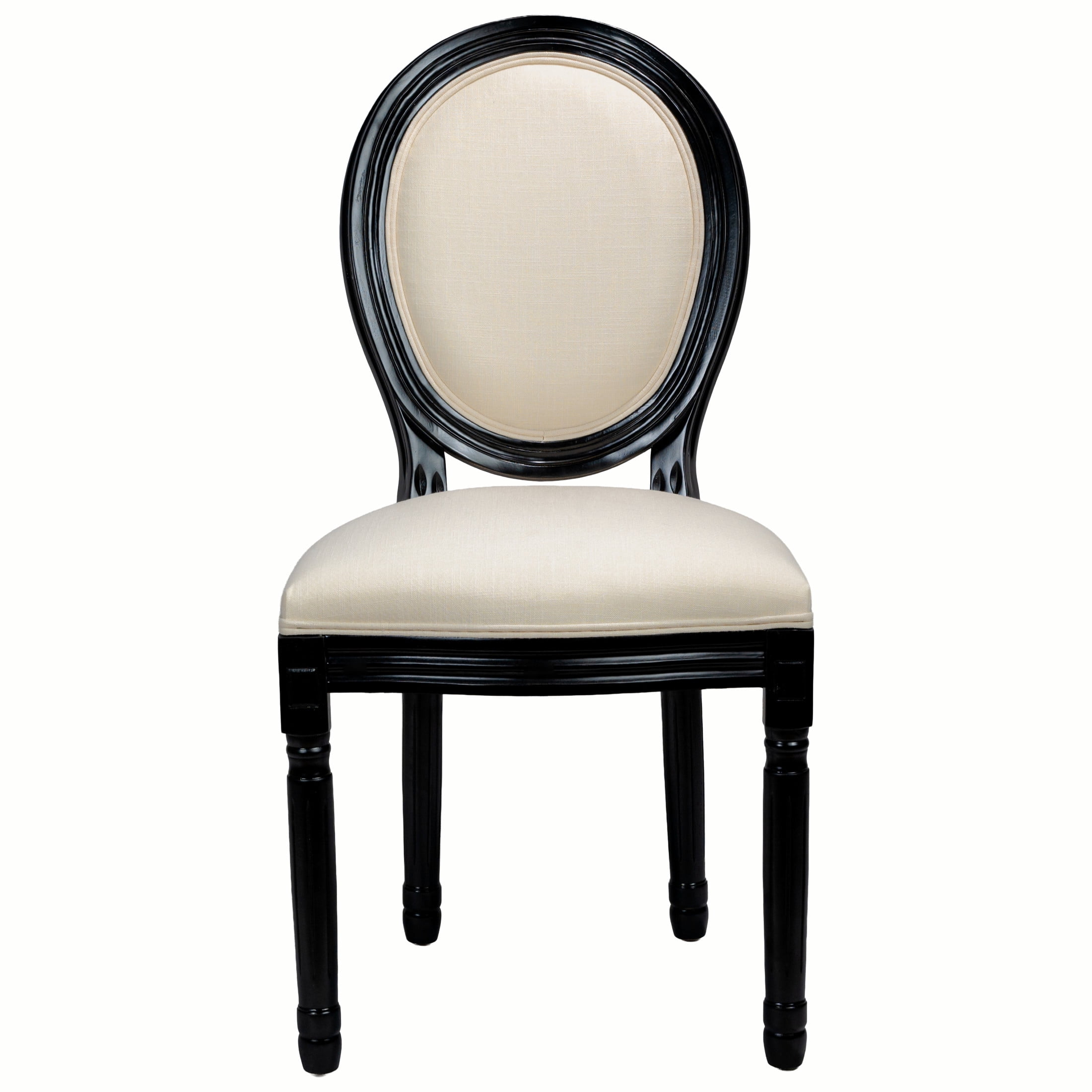 Noble House Caldon French Country Upholstered Dining Chairs with Solid Wood Frame and Padded Back, Beige, Set of 2