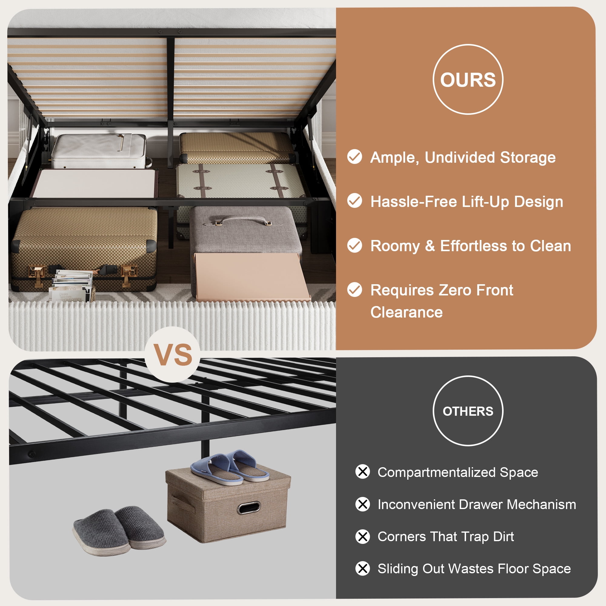 Amolife Full size Hydraulic Lift Storage Bed Frame with Wingback Headboard, Corduroy Upholstery, White