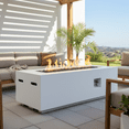 thumbnail image 6 of Outdoor Propane Fire Pit Table 60 Inch Rectangle Concrete Design with Auto Ignition 60000 BTU Waterproof Cover and Lava Rocks for Patio Garden, 6 of 9