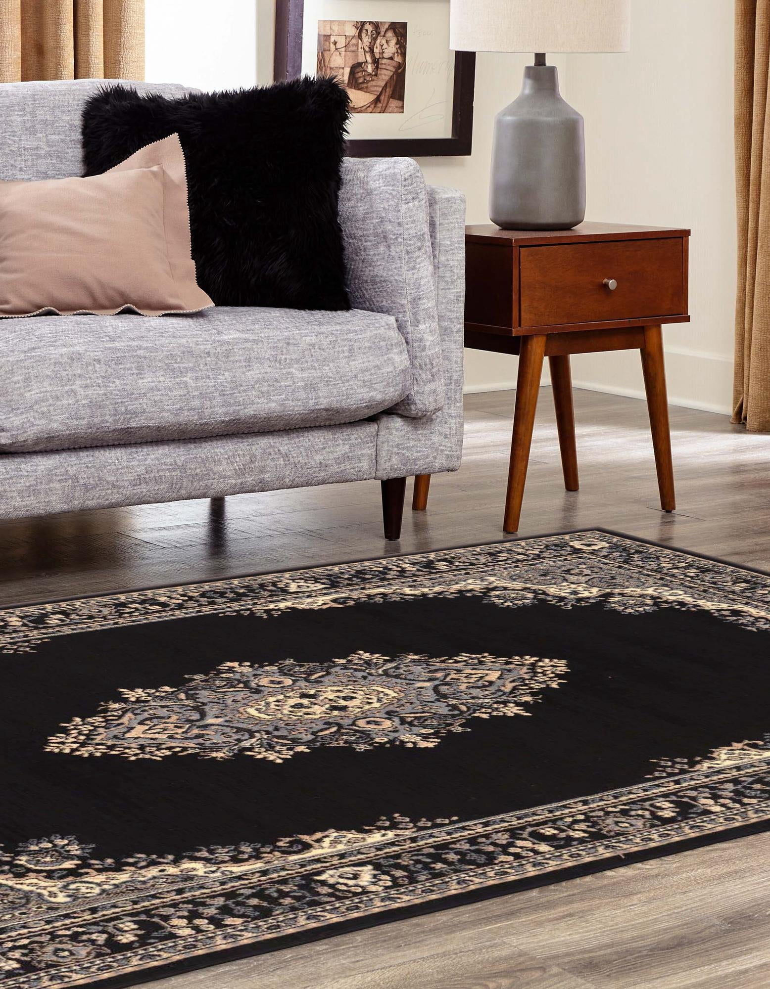 Rugs.com Amaya Collection Rug – 9' x 12' Black Medium Rug Perfect For Living Rooms, Large Dining Rooms, Open Floorplans