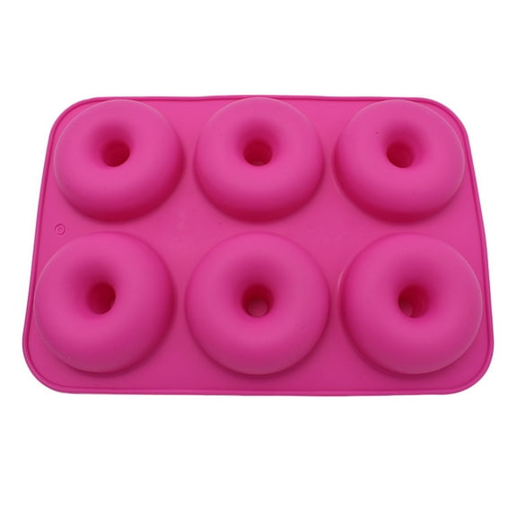 2026 Red 6-Cavity Silicone Donut Pan – Non-Stick, Flexible Baking Mold for Oven & Dishwasher, Easy Release & Storage, 26x18cm (Silicone)