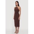 thumbnail image 2 of Women's Metallic Neck Detail Side Ruched Midi Dress, 2 of 4