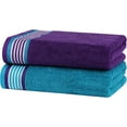 thumbnail image 4 of Casa Copenhagen Designed in Denmark 550 GSM 2 Large Bath Towels 2 Large Hand Towels 2 Washcloths, Super Soft Egyptian Cotton 6 Towels Set for Bathroom, Kitchen & Shower - Violet Indigo + Teal Green, 4 of 6