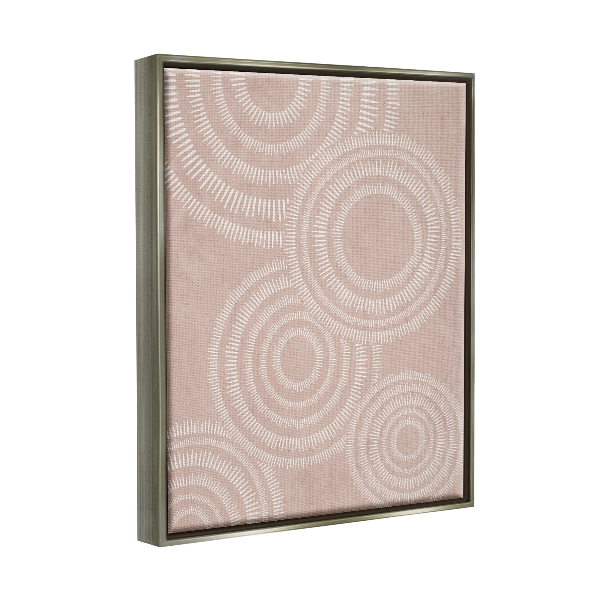 Stupell Boho Circles Beige Pattern Abstract Painting Gray Floater Framed Art Print Wall Art