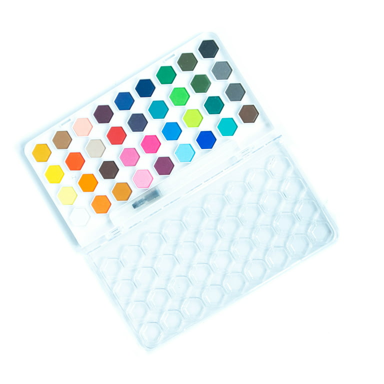 Hello Hobby Watercolor Paint Hexagon Palette, 36 Cakes with Paint Brush,  #40097 