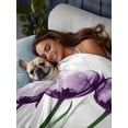 thumbnail image 3 of Purple Tulip Floral Twim Size Flat Sheet, Wrinkleproof & Fadeproof Cooling Flat Bed Sheet Only, Farmhouse Elegant Botanical Flowers Breathable Soft Bedding Top Sheets 66 x 96 Inches, 3 of 8