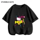thumbnail image 1 of Conjunto de camiseta de Hello Kitty para niños y niñas, ropa holgada de manga corta Y2K, Top con estampado oscuro para mujer, ropa dulce Harajuku, 1 of 7