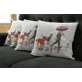 thumbnail image 2 of Ambesonne Colorful Throw Pillow Cover 4 Pack, Girl with Dogs in Rain, 24", Multicolor, 2 of 6