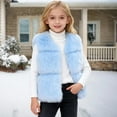 thumbnail image 2 of Staki Girls Puffy Vest Toddler Baby Girl Sleeveless Fleece Plush Vest Waistcoat Outerwear with Pockets(Light Blue,2-3 Years), 2 of 4