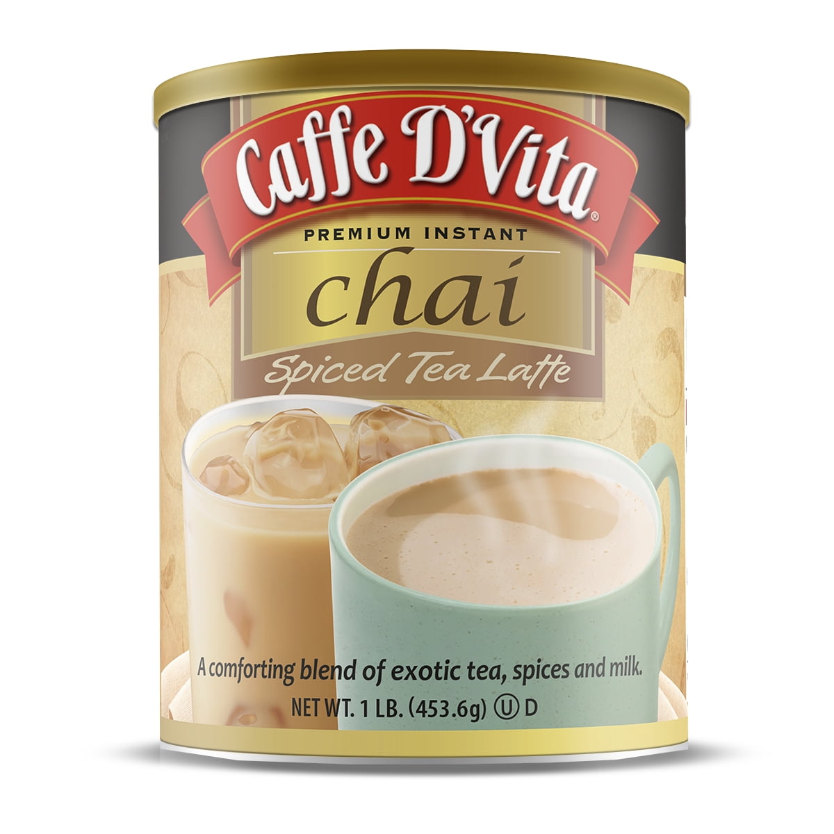 (6 Pack) Caffe D'Vita Spiced Chai Latte, 16 oz Canister