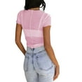 thumbnail image 5 of KelaJuan Women's Sheer Mesh Crop Tops Fashion Short Sleeve Crew Neck Solid Color Casual T-Shirts, 5 of 6