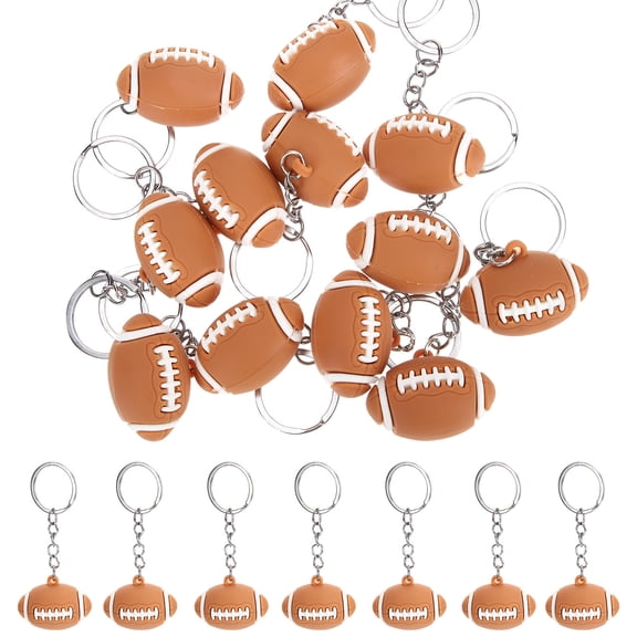 ULTNICE 12pcs Mini Football Keychain Orange Soft Plastic Bag Pendant for Kids