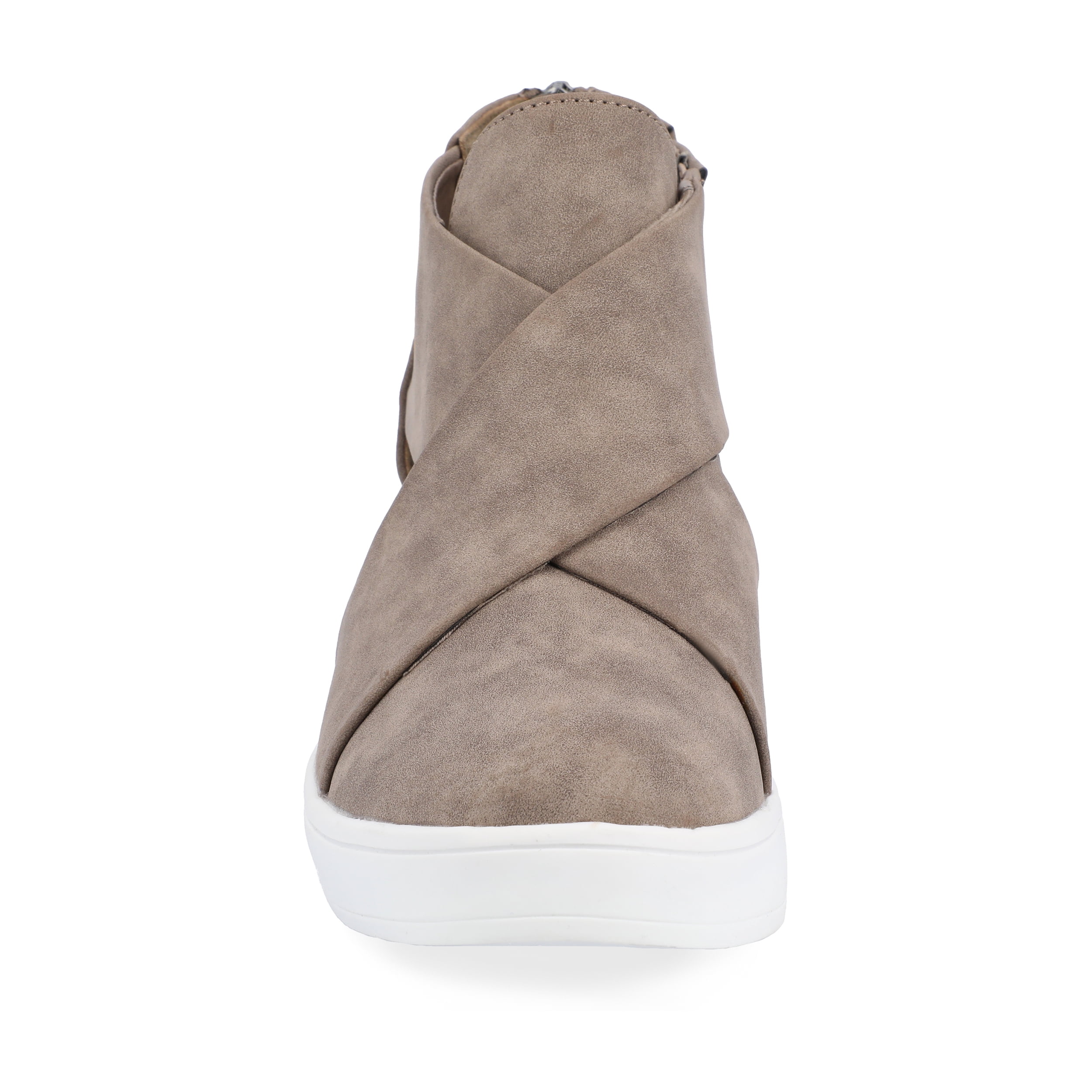 Journee Womens Seena Round Toe Back Heel Zip Wedge Sneakers