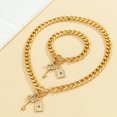 thumbnail image 2 of Cadena Pulsera Collar Cerradura Llave Delicado Juego 2 Piezas Regalo (oro), 2 of 8