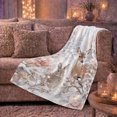 thumbnail image 6 of Winter Woodland Deer Rabbit Bird Snowy Forest Pink, Festive Holiday Scene, Warm Flannel Blanket for Living Room and Reading Nook, Art Lovers Christmas Gift, Festive Home Decor, 6 of 9