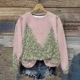 thumbnail image 4 of Christmas Outfits for Women Loose Crewneck Graphic Pullover Sweatshirt without Hood Long Sleeve Holiday Tops (XL, Pink), 4 of 7