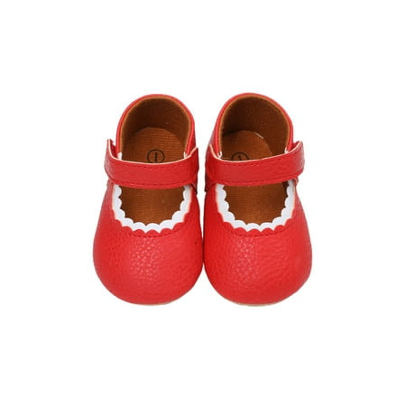 

Meihuida Baby Flat Shoes PU Solid Color/Leopard Print Nonslip Sole Thin Shoes