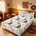 thumbnail image 3 of Homewish Halloween Witch Pumpkin Bed Sheets, Sketch Ghost Full Size Sheets, Cream Orange Black, 4pcs (1 Flat Sheet, 1 Fitted Sheet and 2 Pillowcases), 3 of 5