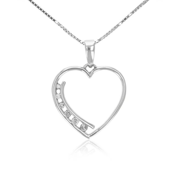 Vir Jewels 1/10 CTTW Diamond Pendant Necklace for Women .925 Sterling Silver Heart 0.80 Inch