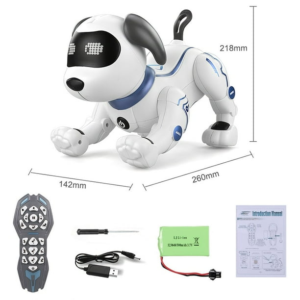 Robot electronico bionico con Control remoto para mascotas juguetes de programacion con Control remoto por voz para perros musica para ninos