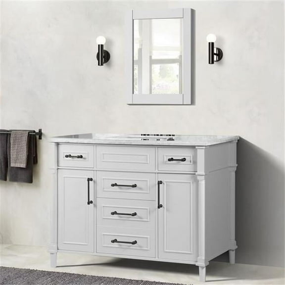 Bellaterra Home 800632-48SBL-WH 48 in. Single Vanity with Carrara Marble Top, White