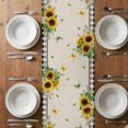 thumbnail image 4 of Table Runner 70 Inches Long for Kitchen Dining, Sunflower Gnomes Dresser Scarf Farmhouse, Dining Table Decorations for Wedding/Parties, Spring Farmhouse Vintage Daisy Floral Leaf 13 x 70 In, 4 of 8